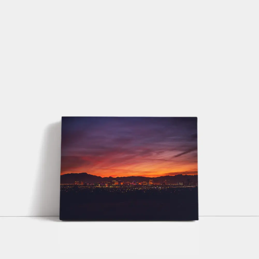 Las Vegas Skyline Fiery Sunset Purple Sky – Wall Art