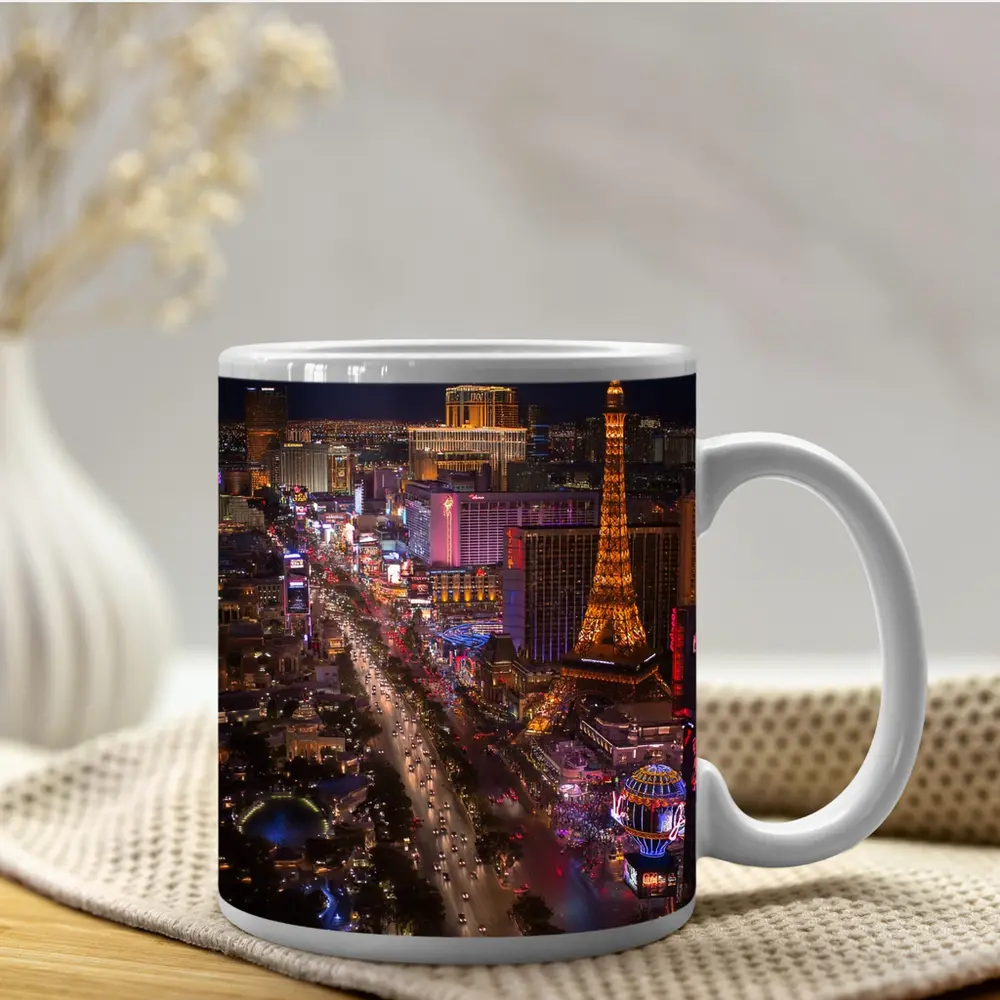 Las Vegas Strip Aerial Night City View – Mugs
