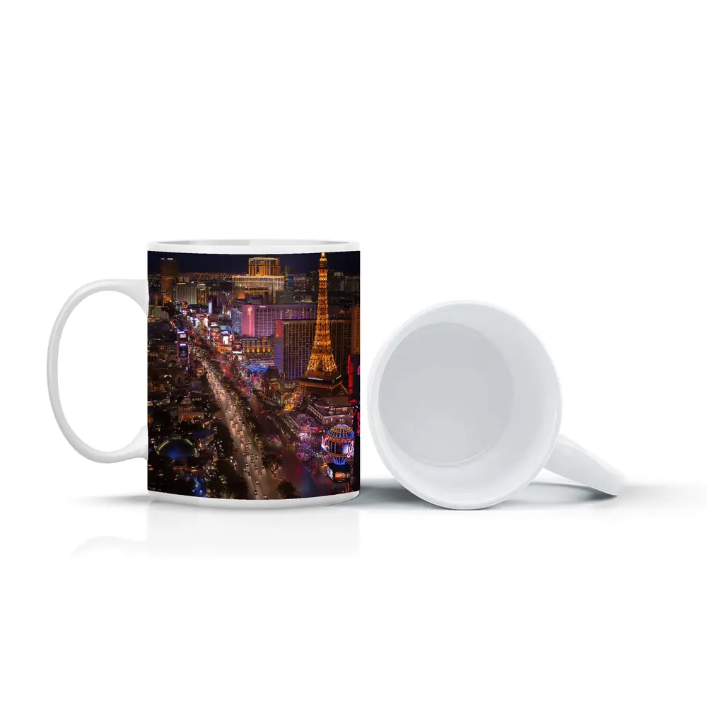 Las Vegas Strip Aerial Night City View – Mugs