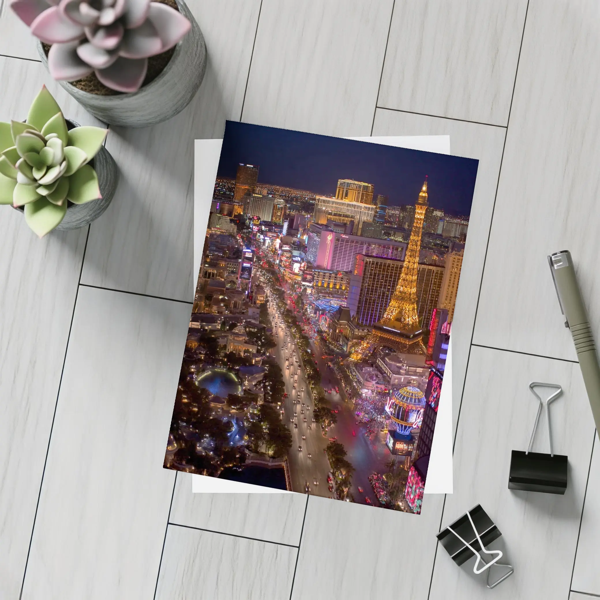 Las Vegas Strip Aerial Night City View – Postcards
