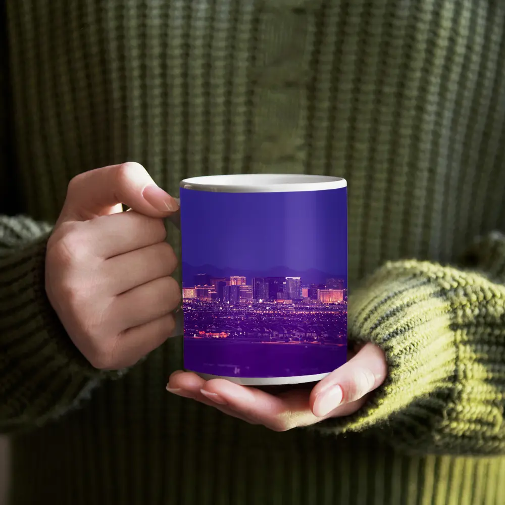Las Vegas Strip Skyline Purple Night View – Mugs