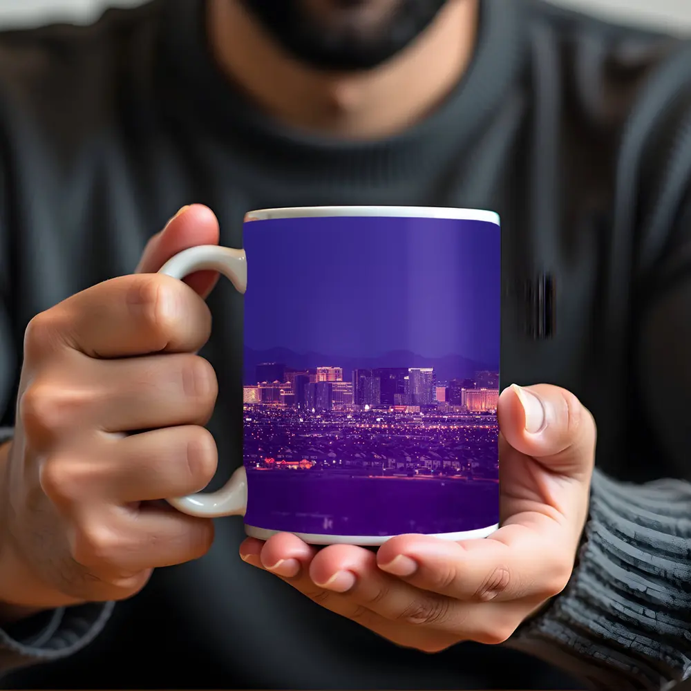 Las Vegas Strip Skyline Purple Night View – Mugs