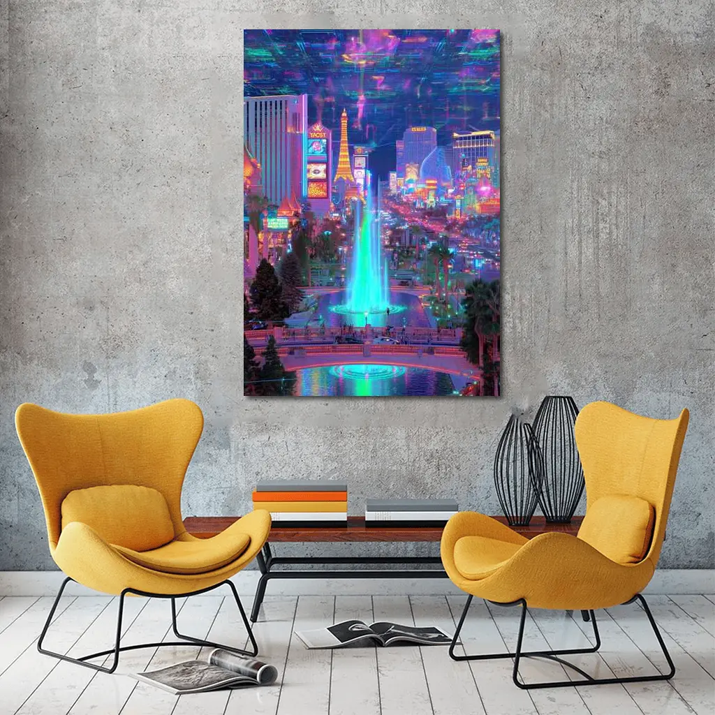 Las Vegas Strip Neon Cyberpunk Night Fantasy – Wall Art