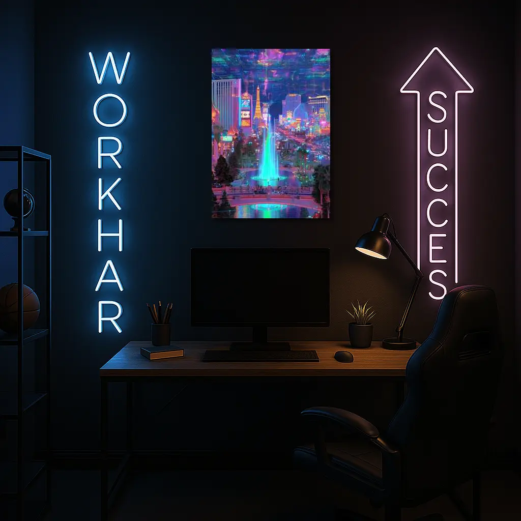 Las Vegas Strip Neon Cyberpunk Night Fantasy – Wall Art
