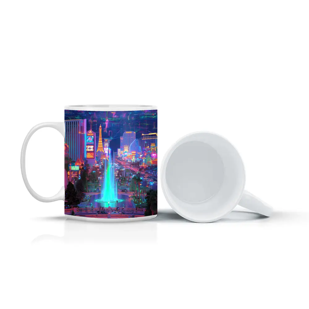 Las Vegas Strip Neon Cyberpunk Night Fantasy – Mugs