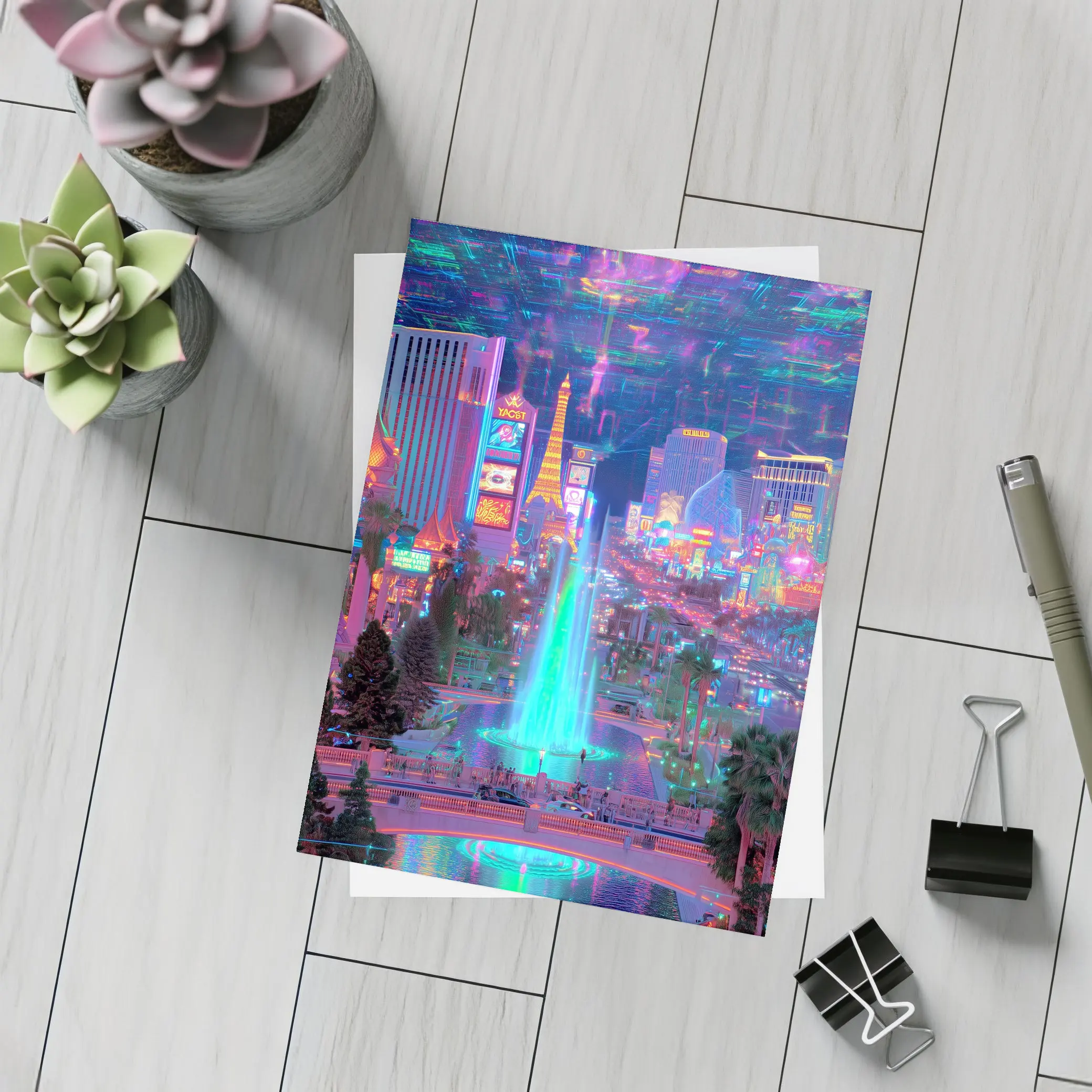 Las Vegas Strip Neon Cyberpunk Night Fantasy – Postcards