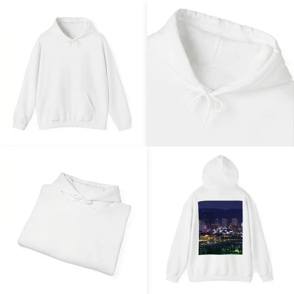 Las Vegas Skyline at Night Mountains Behind – Hoodies