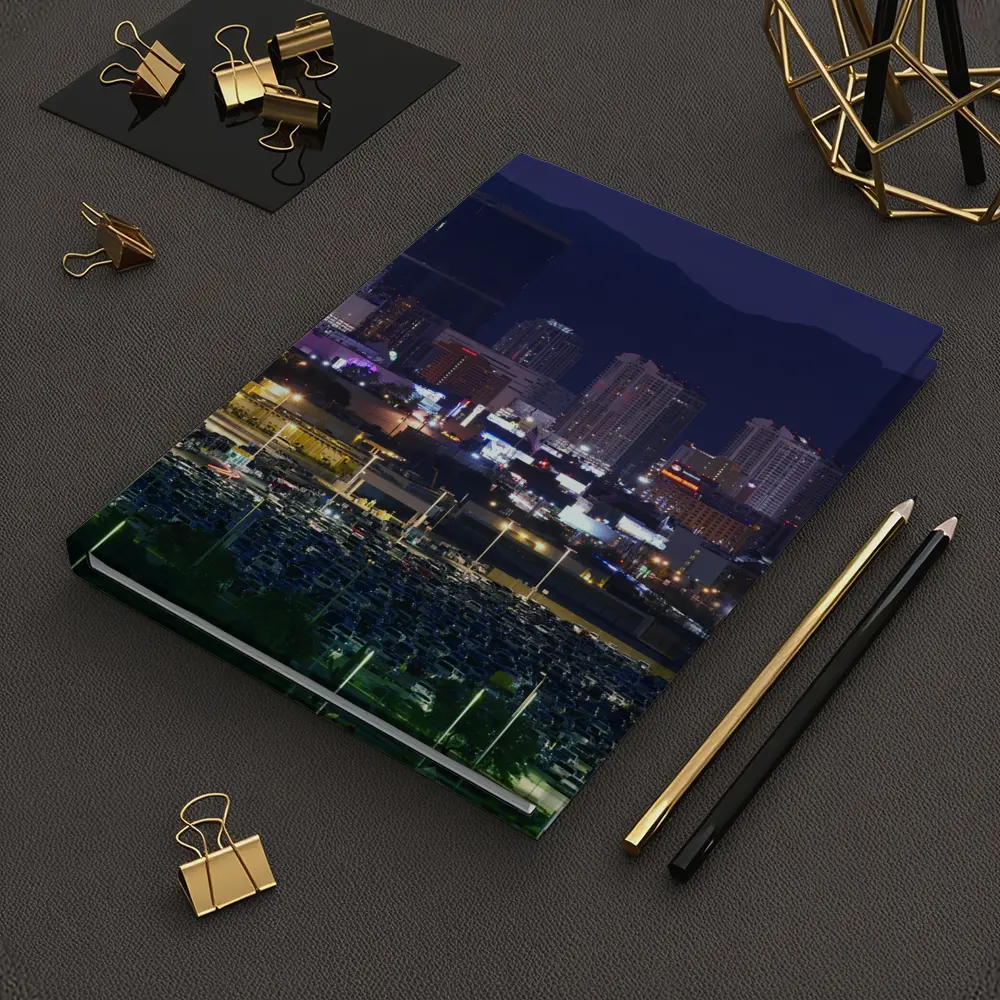 Las Vegas Skyline at Night Mountains Behind – Notebooks