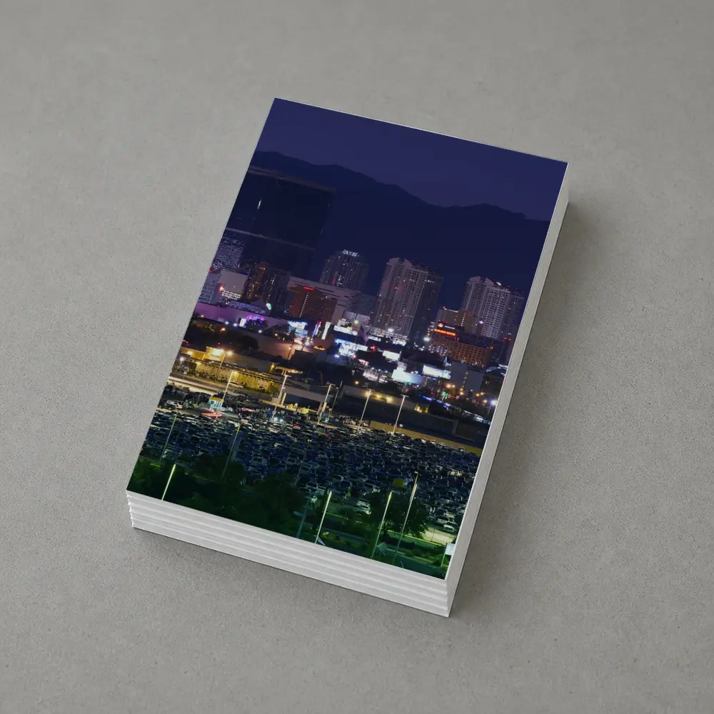 Las Vegas Skyline at Night Mountains Behind – Postcards