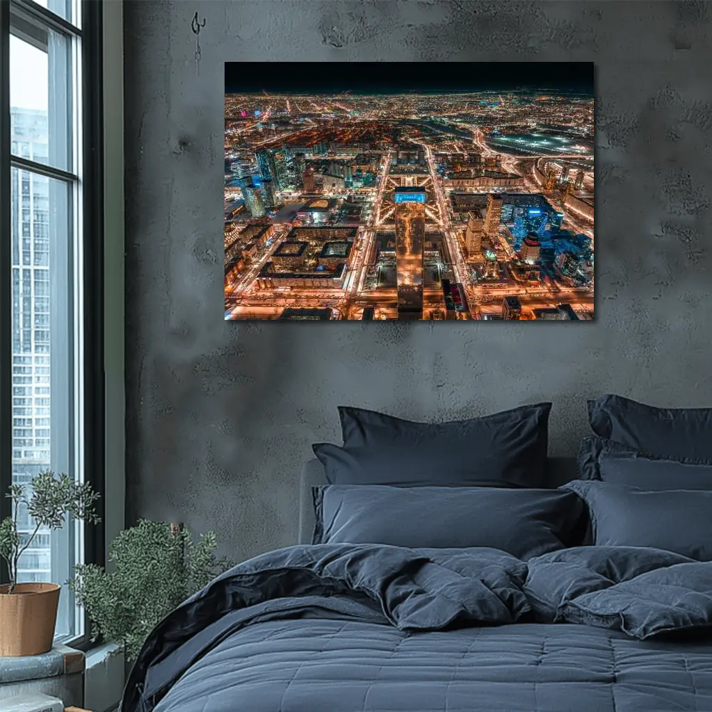 Astana Kazakhstan City Aerial Night View – Wall Art