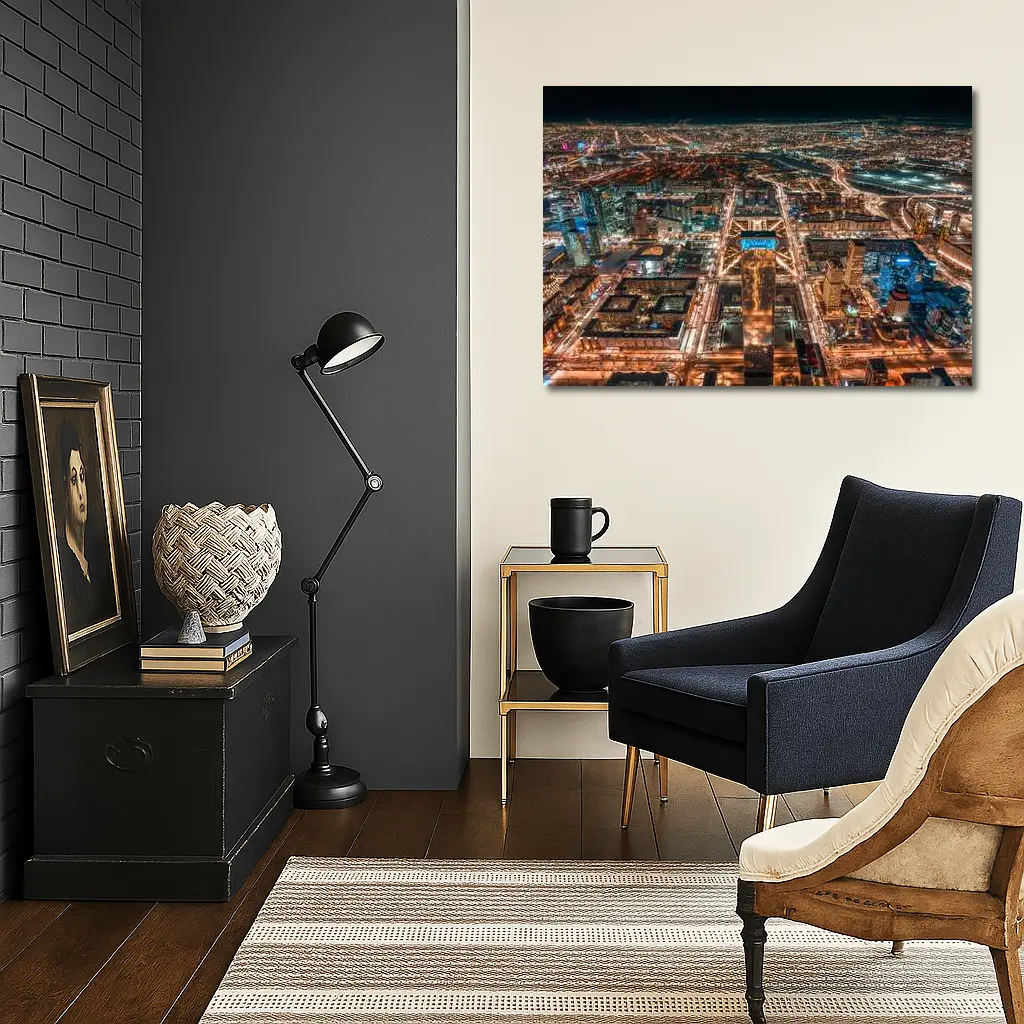 Astana Kazakhstan City Aerial Night View – Wall Art