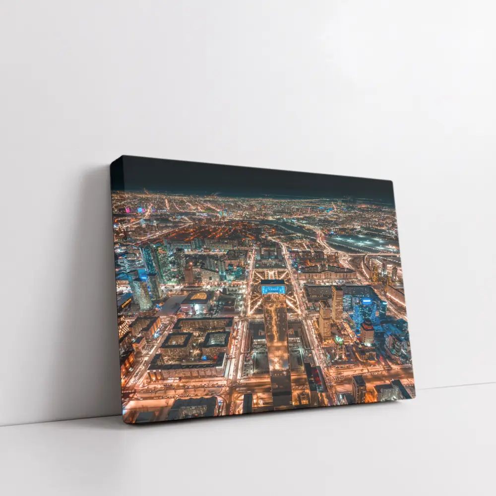 Astana Kazakhstan City Aerial Night View – Wall Art