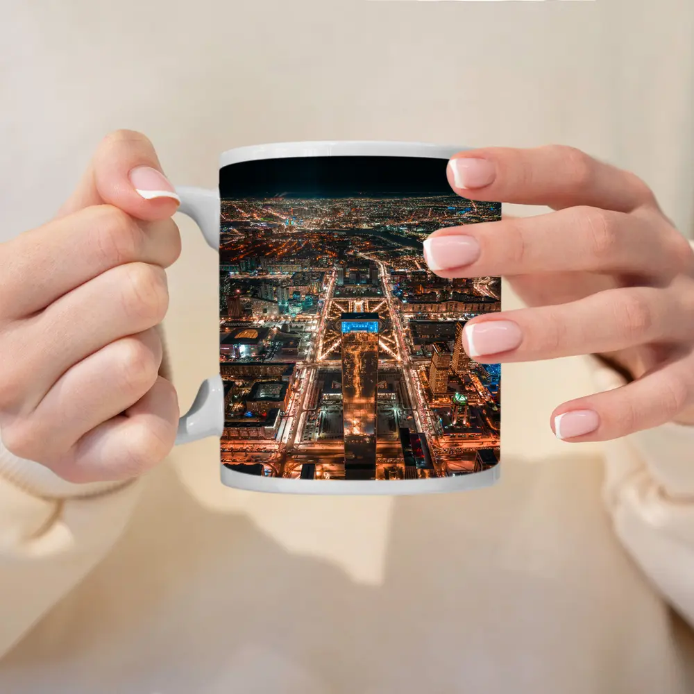 Astana Kazakhstan City Aerial Night View – Mugs