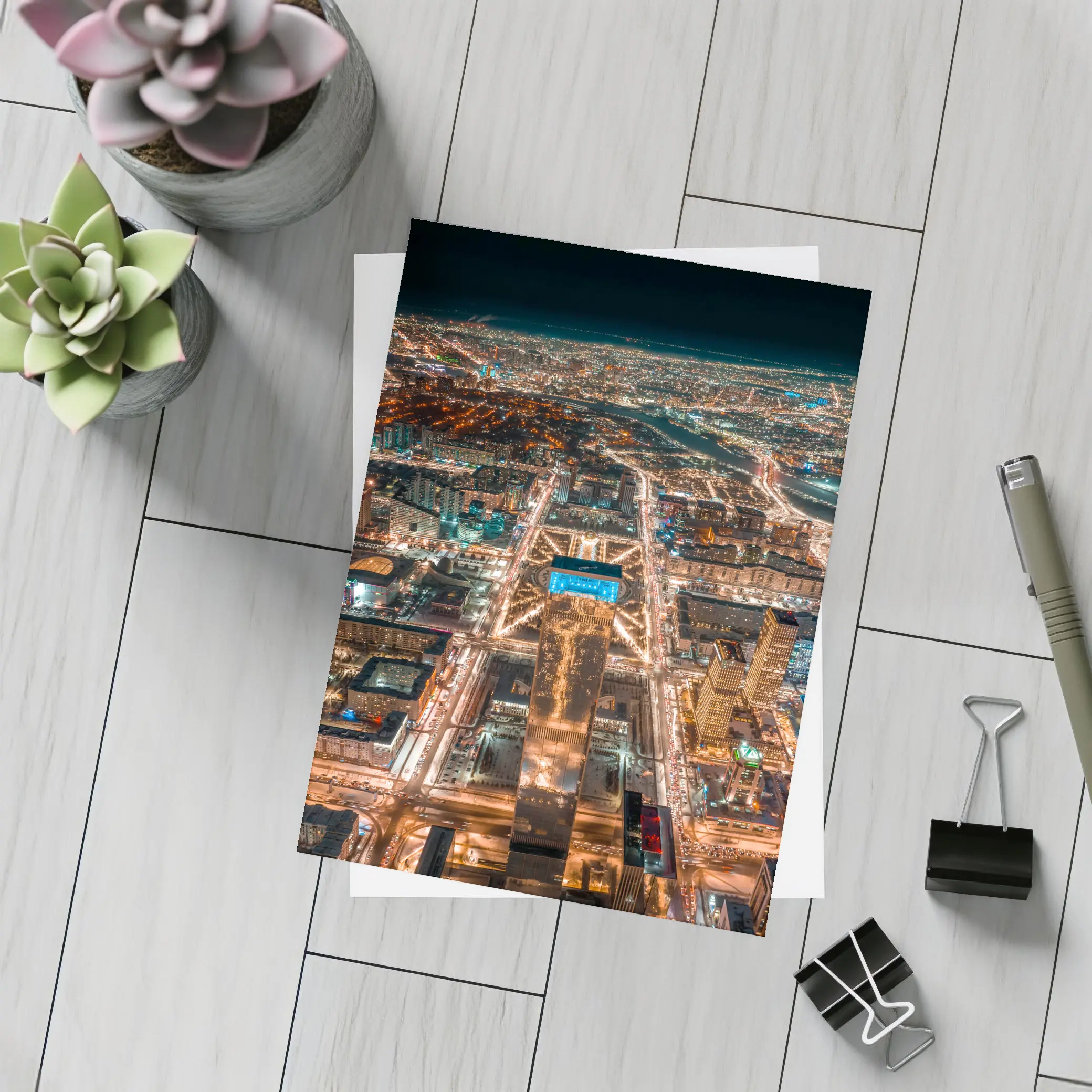 Astana Kazakhstan City Aerial Night View – Postcards
