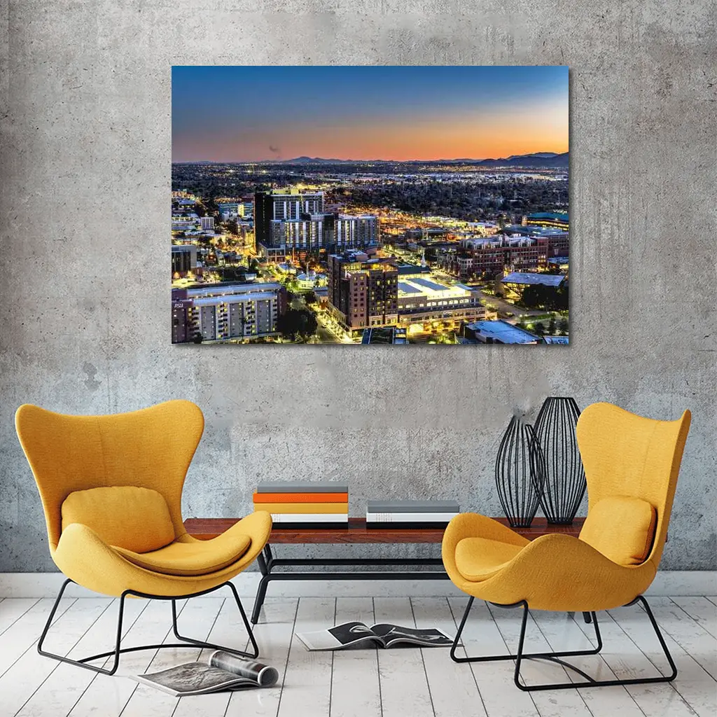 Phoenix Arizona City Skyline At Sunset – Wall Art