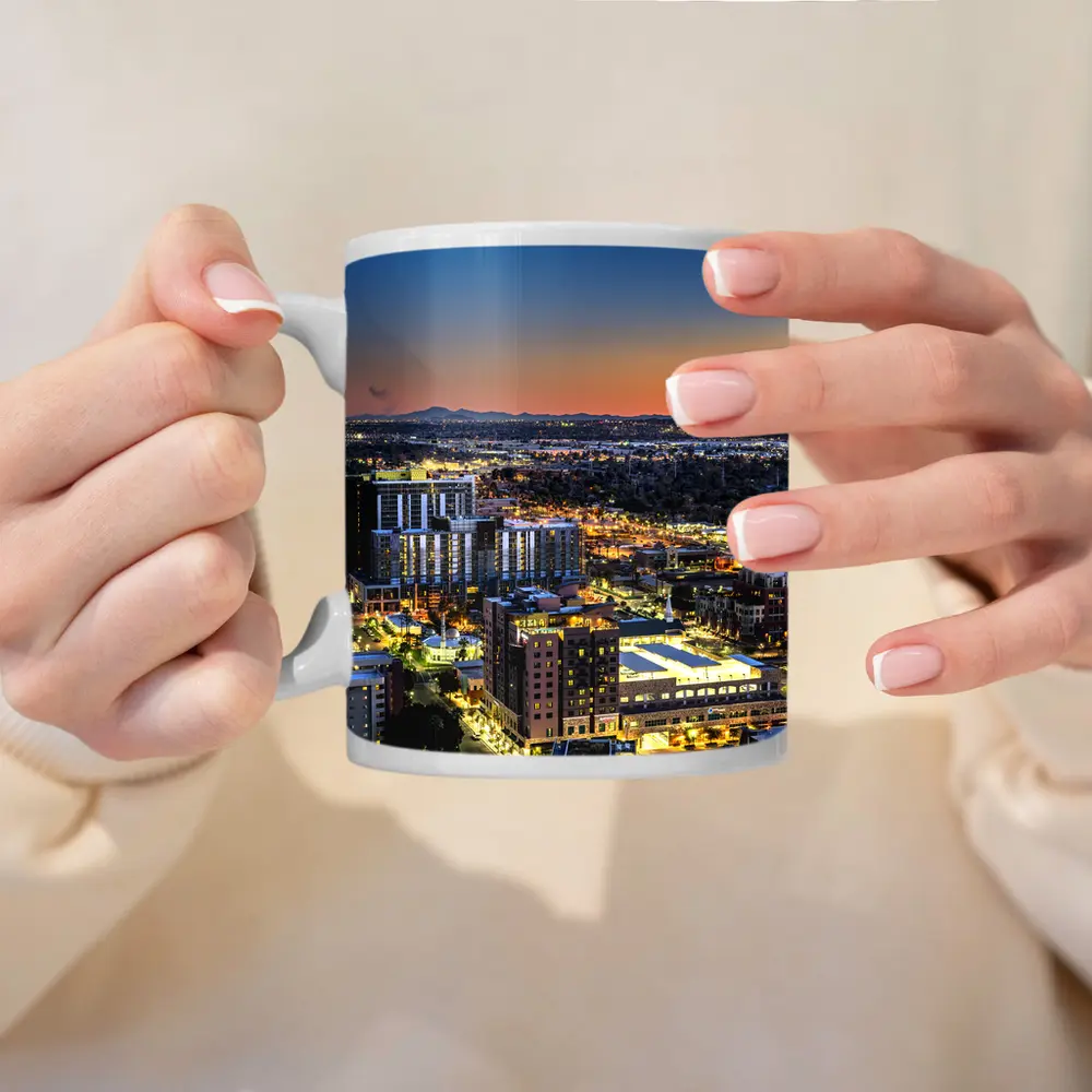 Phoenix Arizona City Skyline At Sunset – Mugs