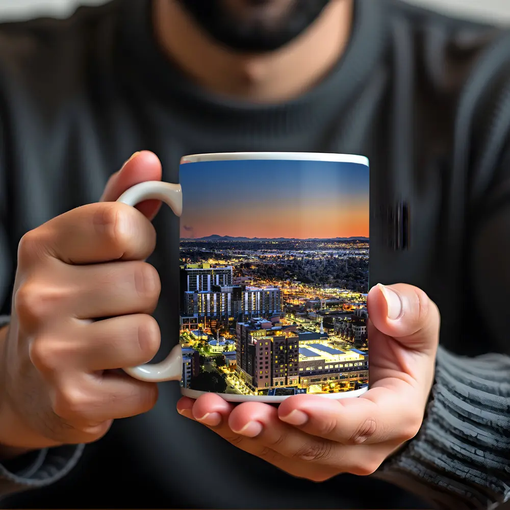 Phoenix Arizona City Skyline At Sunset – Mugs
