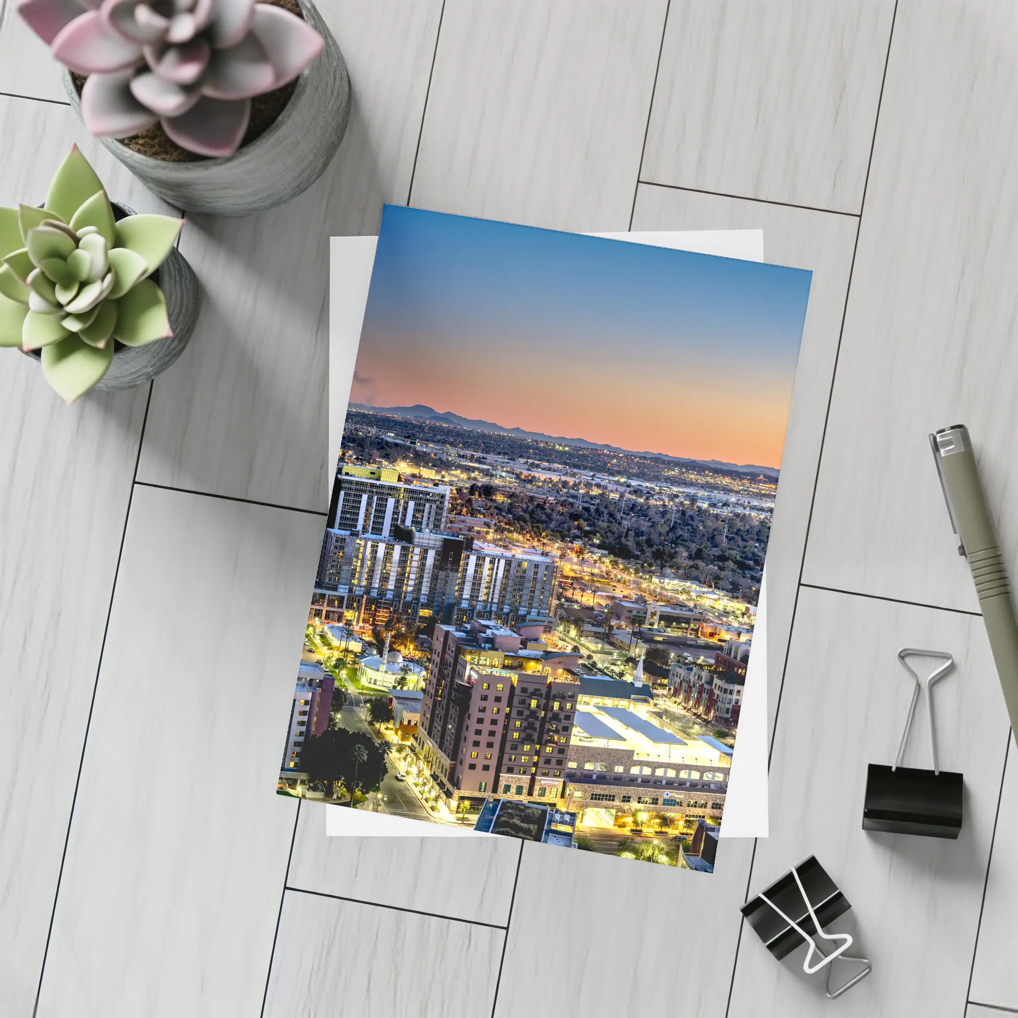 Phoenix Arizona City Skyline At Sunset – Postcards