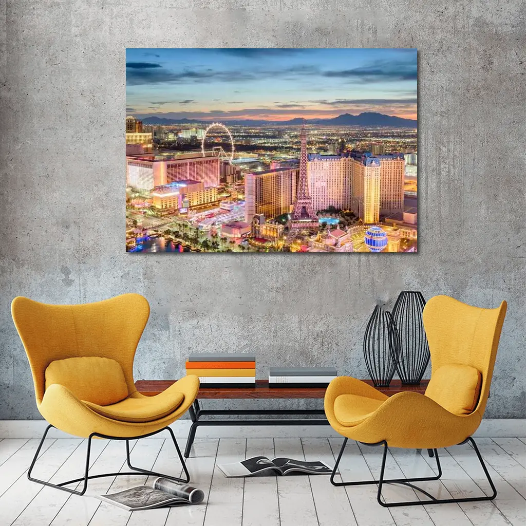Las Vegas Strip Aerial Skyline At Dusk – Wall Art