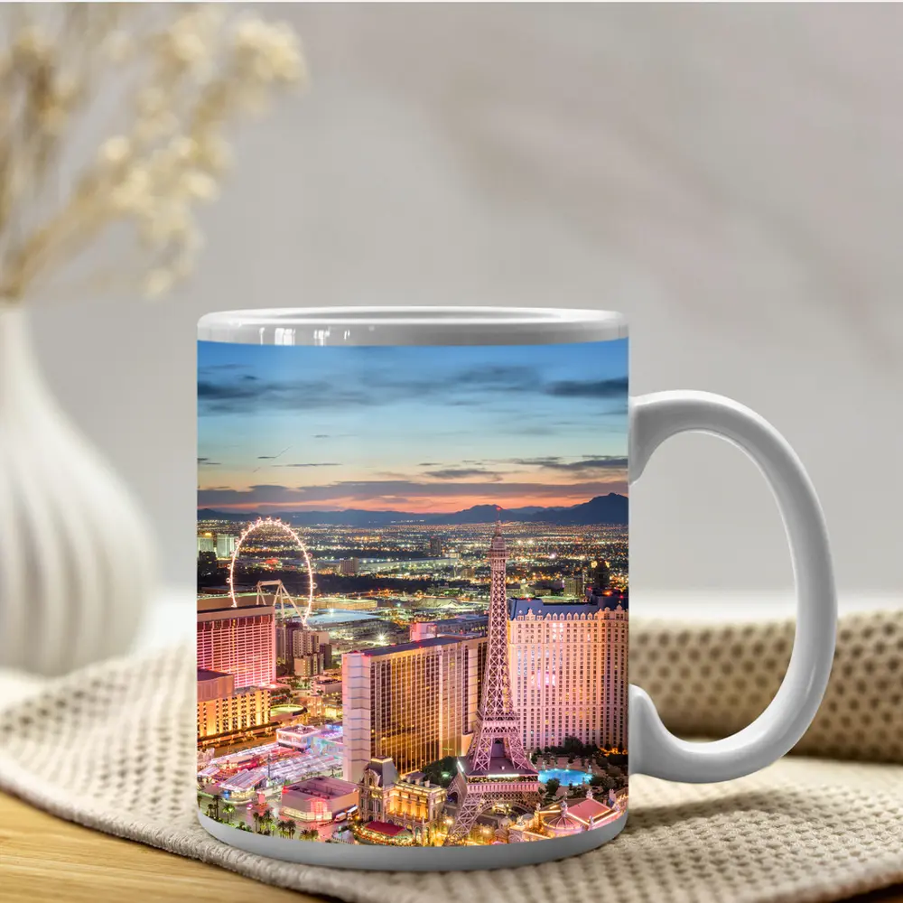 Las Vegas Strip Aerial Skyline At Dusk – Mugs