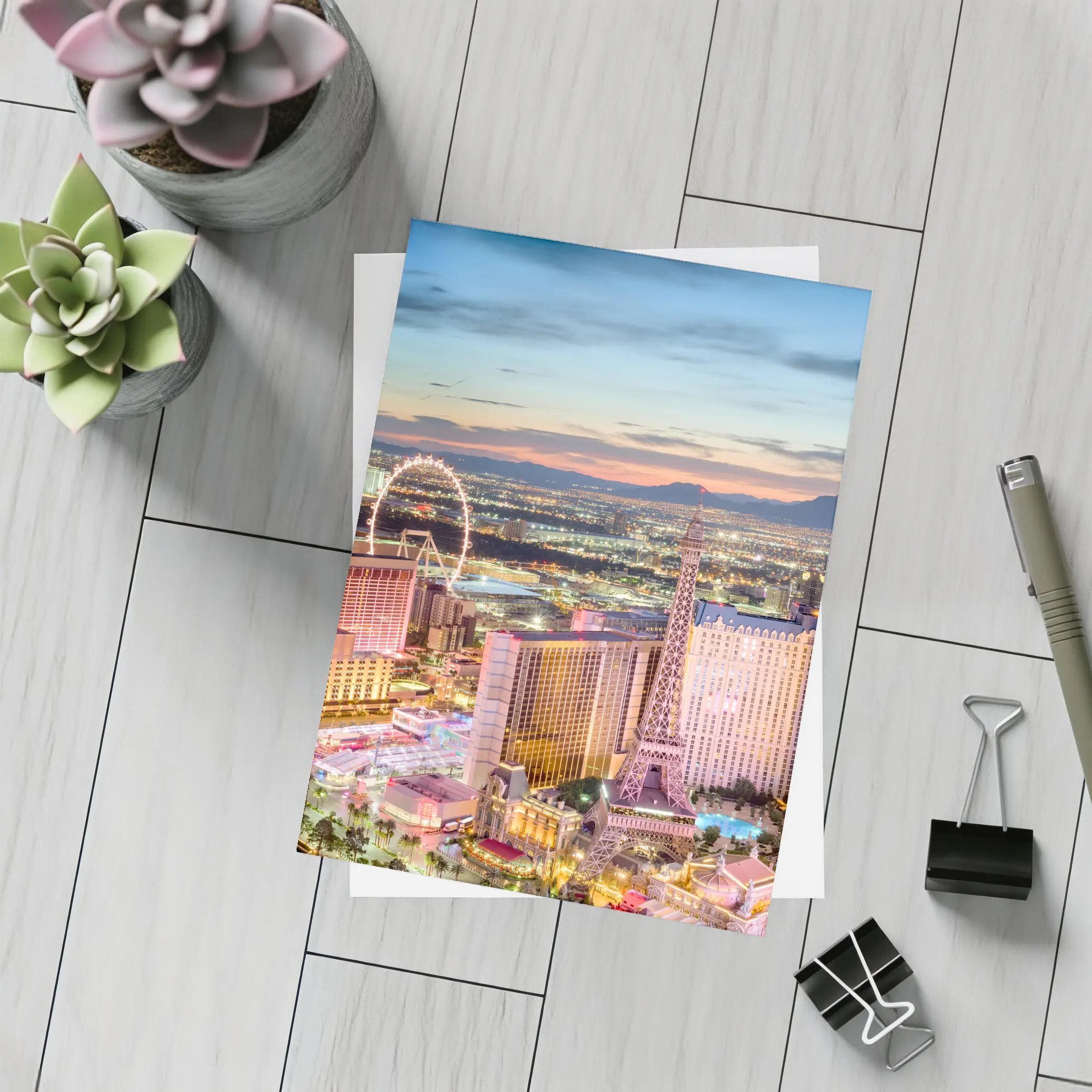 Las Vegas Strip Aerial Skyline At Dusk – Postcards