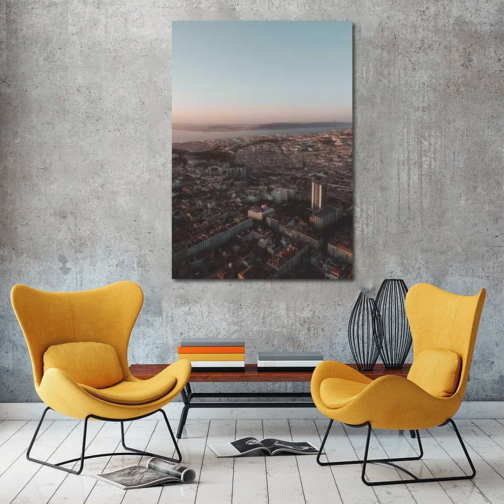 Lisbon City Aerial View at Sunset – Wall Art
