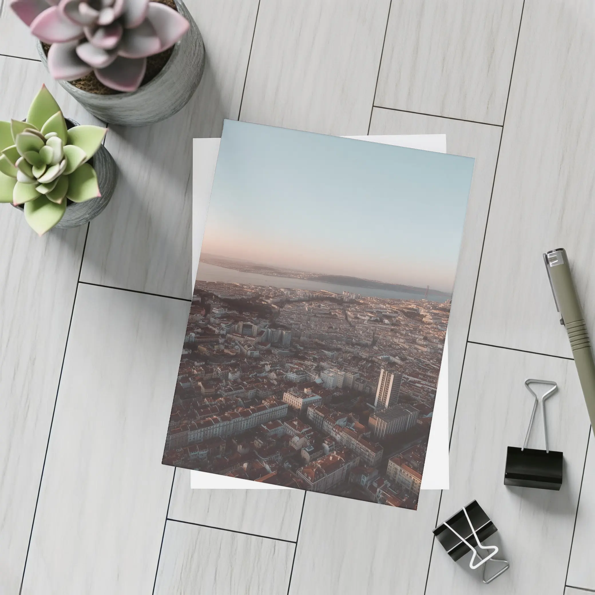 Lisbon City Aerial View at Sunset – Postcards