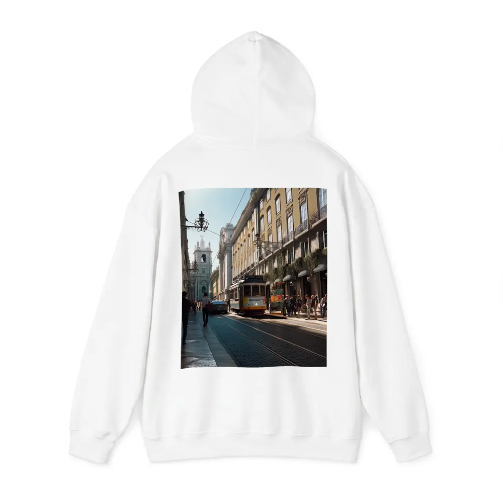 Lisbon Yellow Tram Busy City Street – Hoodies