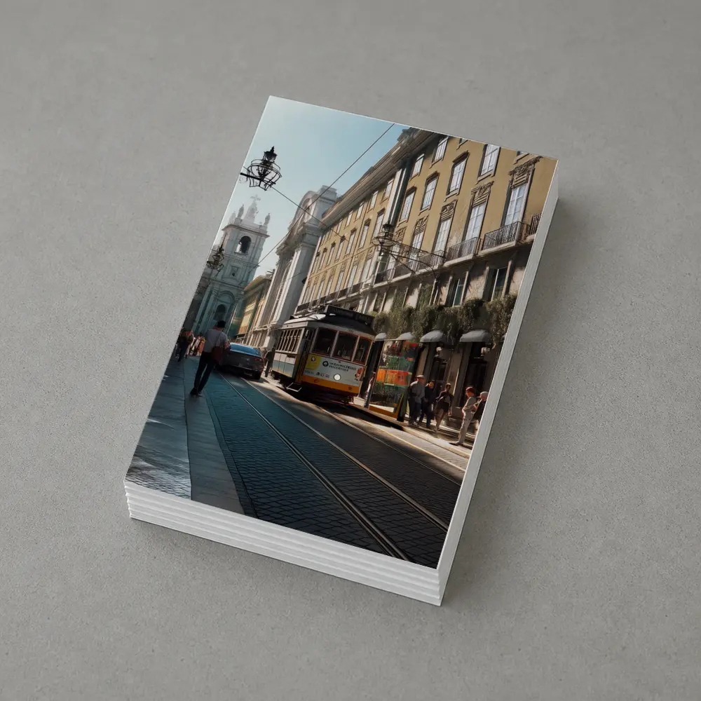 Lisbon Yellow Tram Busy City Street – Postcards
