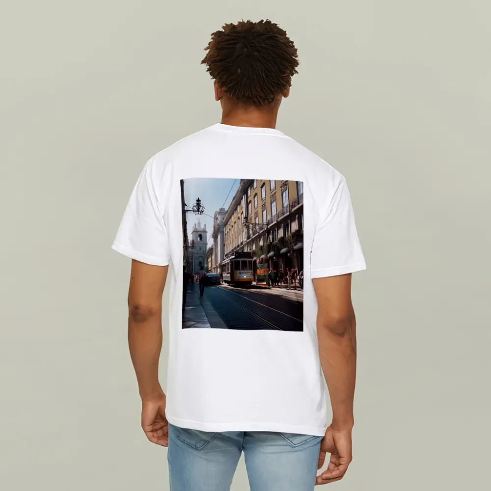 Lisbon Yellow Tram Busy City Street – T-Shirts