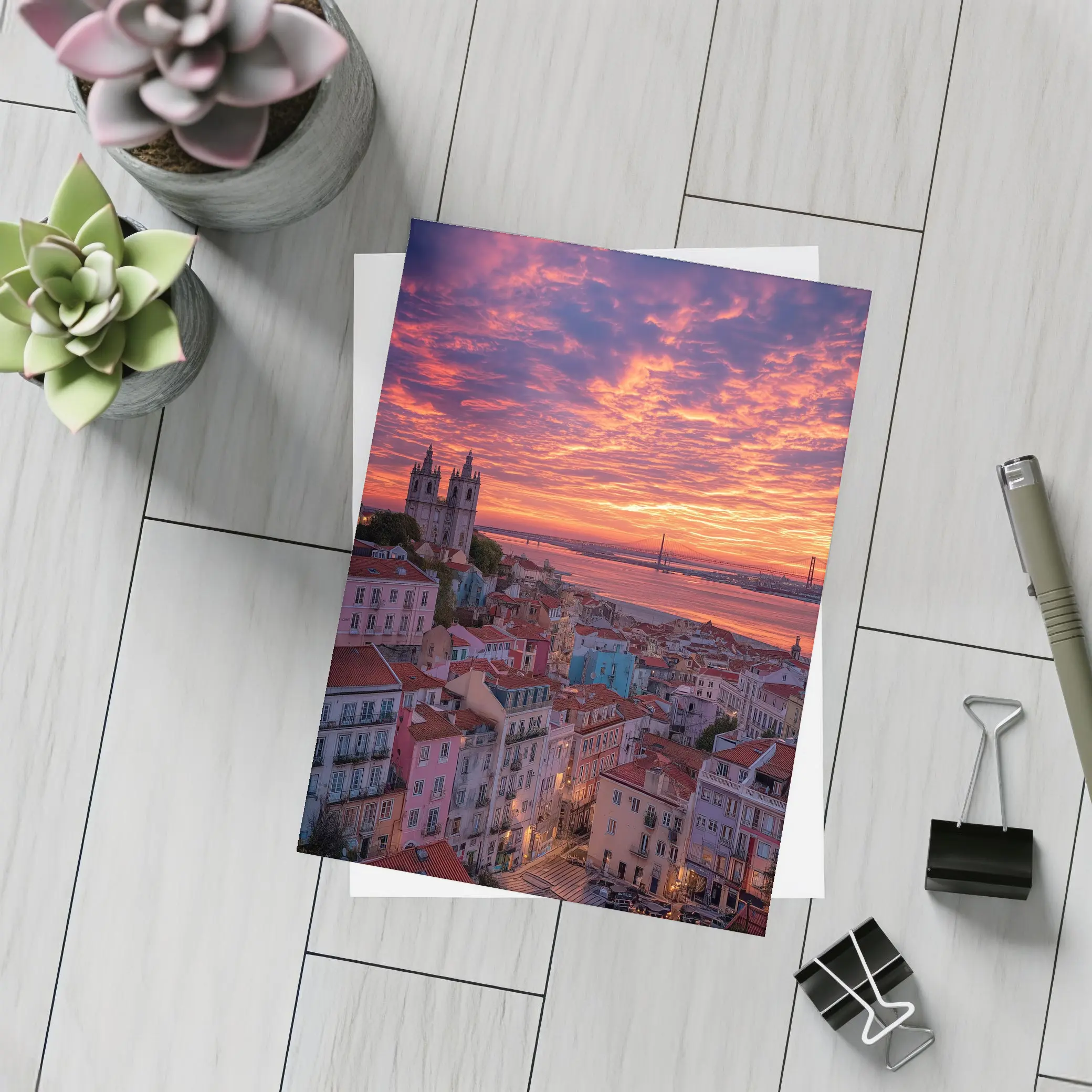Lisbon Skyline Sunset Over Tagus River – Postcards