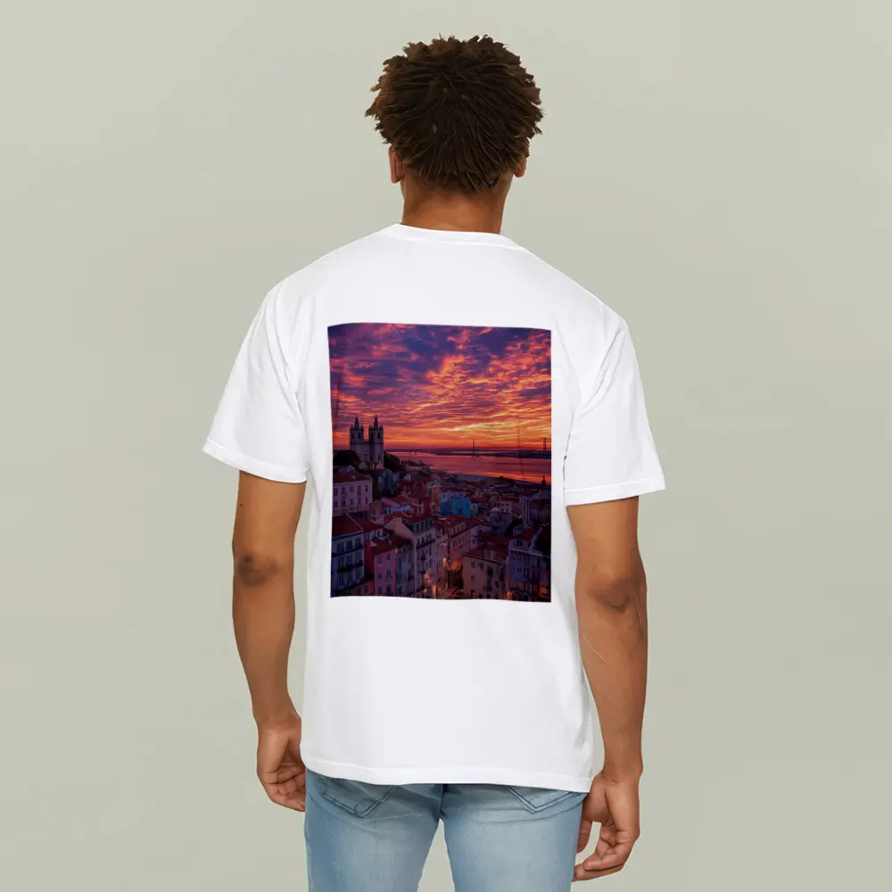 Lisbon Skyline Sunset Over Tagus River – T-Shirts