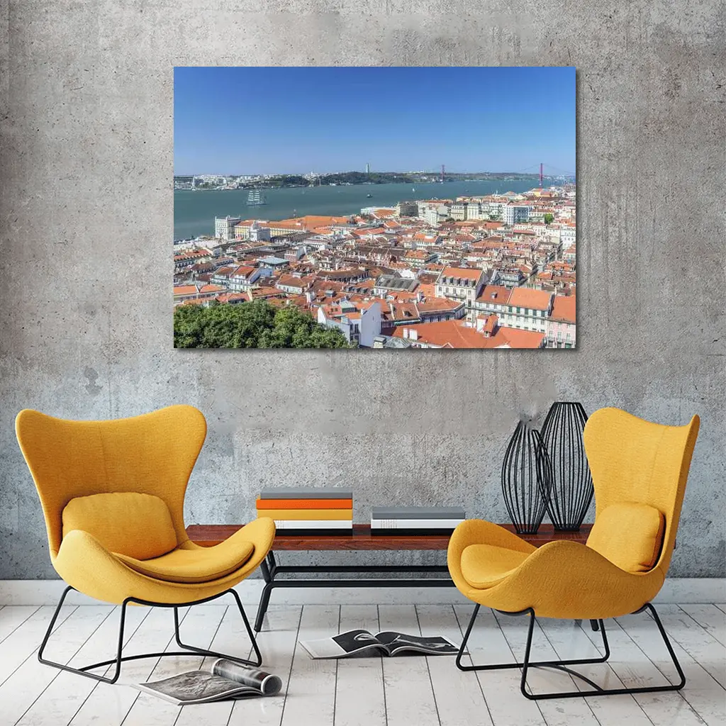 Lisbon City Skyline Tagus River Portugal – Wall Art
