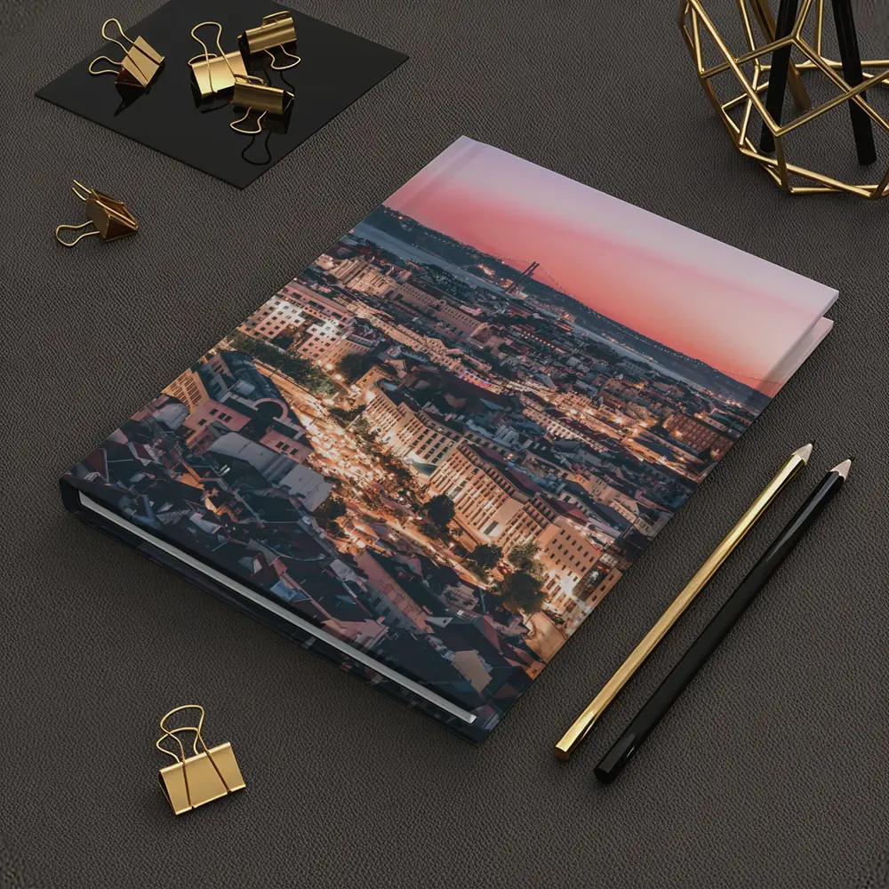 Lisbon City Skyline at Pink Sunset – Notebooks
