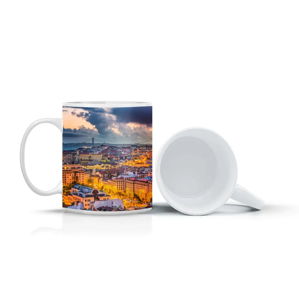 Lisbon Portugal City Skyline At Dusk – Mugs
