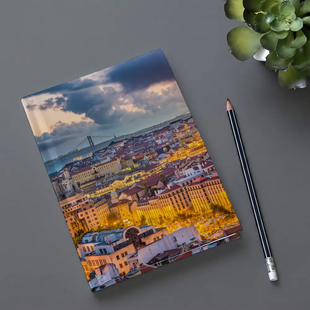 Lisbon Portugal City Skyline At Dusk – Notebooks