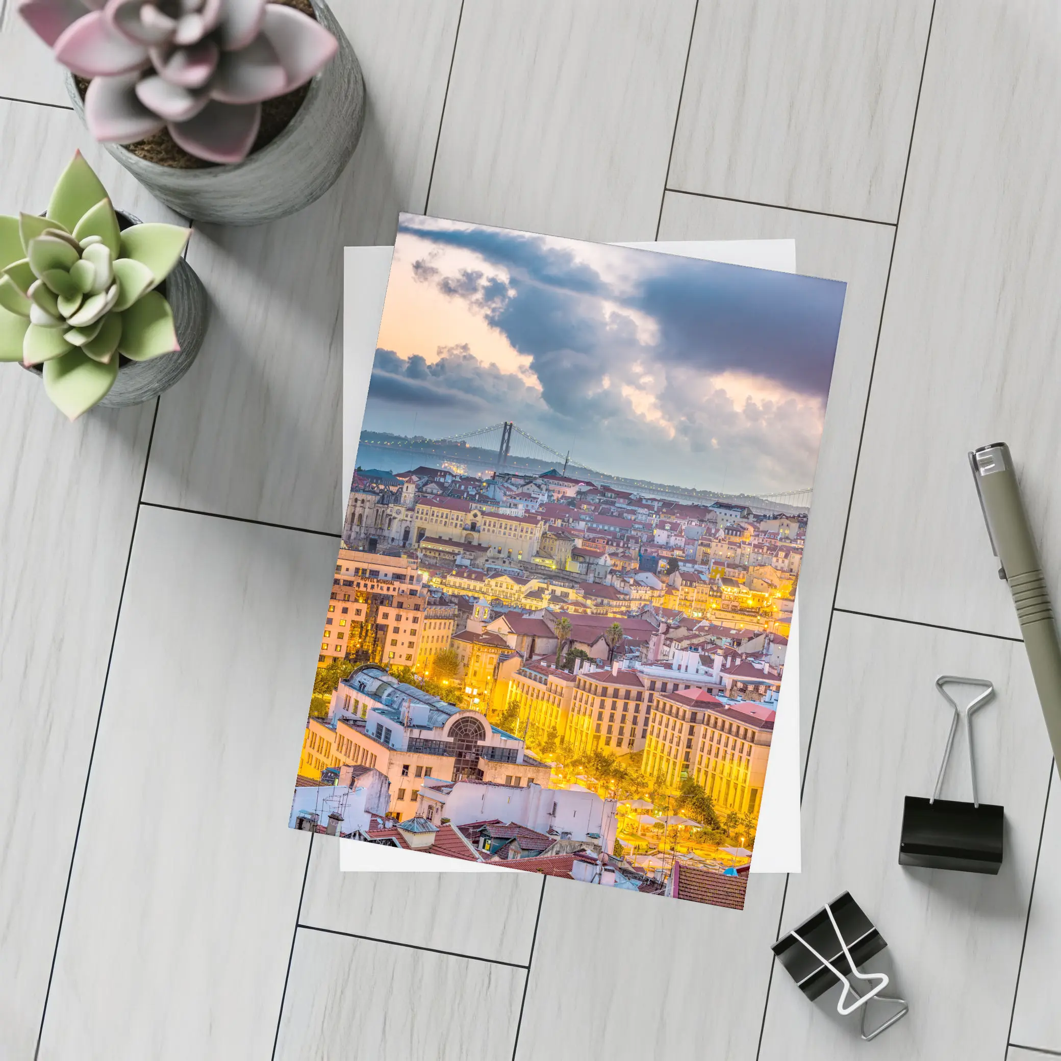 Lisbon Portugal City Skyline At Dusk – Postcards