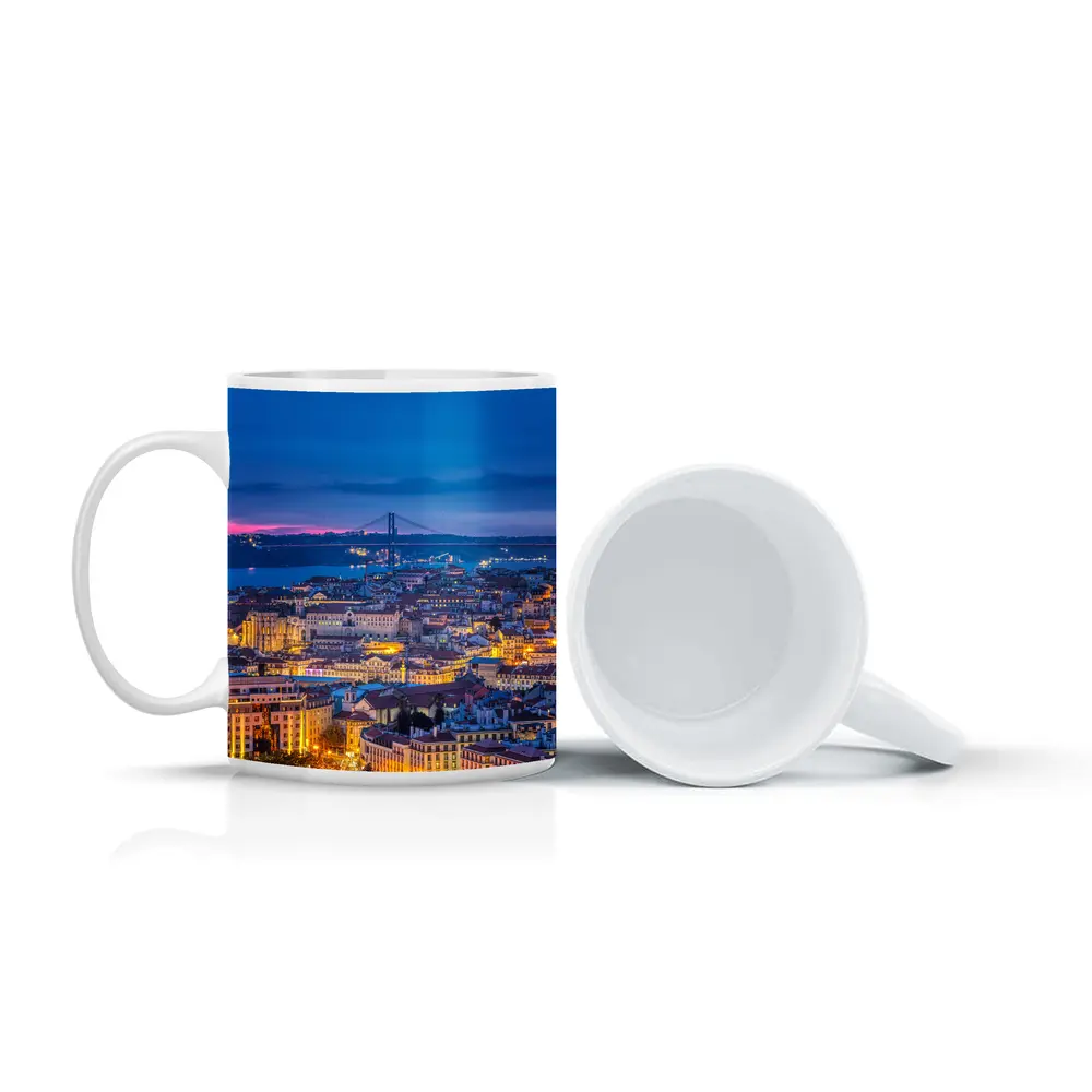 Lisbon City Skyline at Blue Hour Dusk – Mugs