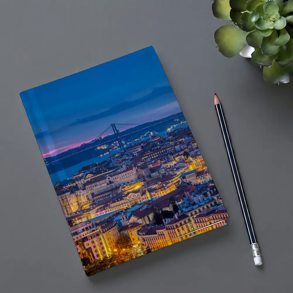 Lisbon City Skyline at Blue Hour Dusk – Notebooks