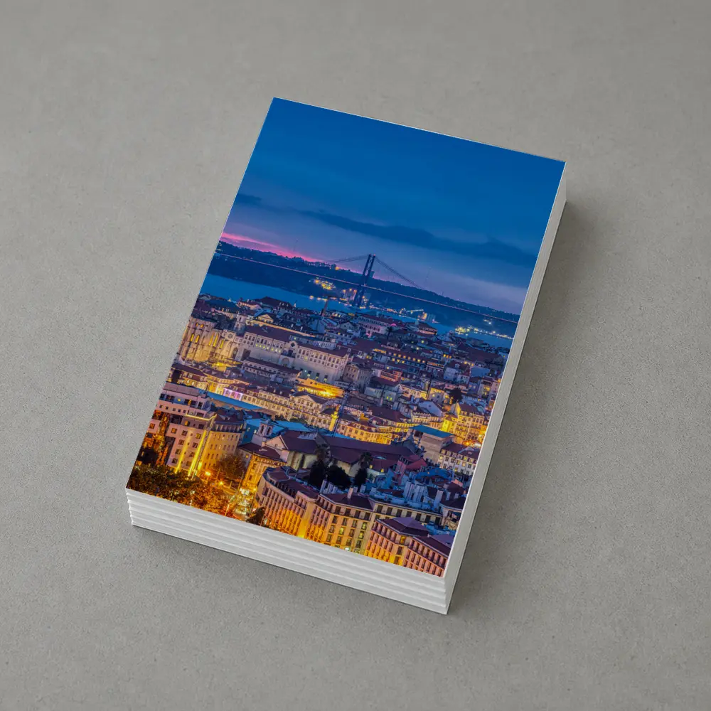 Lisbon City Skyline at Blue Hour Dusk – Postcards