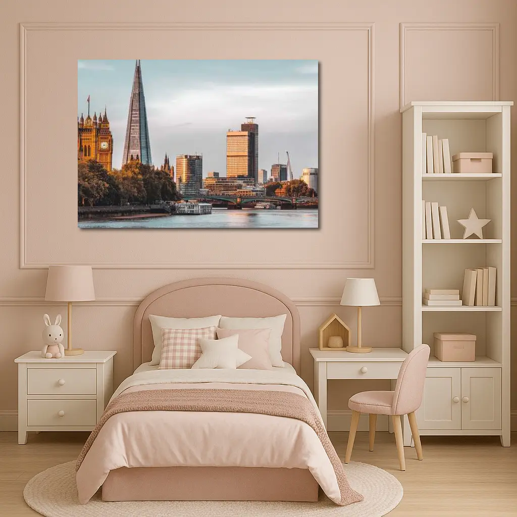 London Skyline Thames River Golden Hour – Wall Art