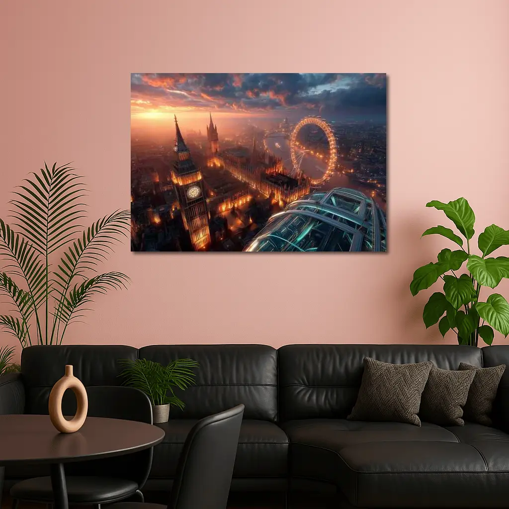 London Big Ben Aerial Sunset Cityscape View – Wall Art