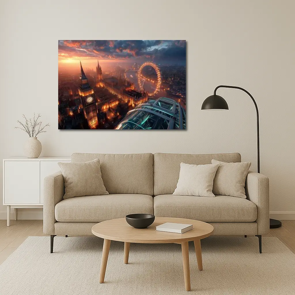 London Big Ben Aerial Sunset Cityscape View – Wall Art