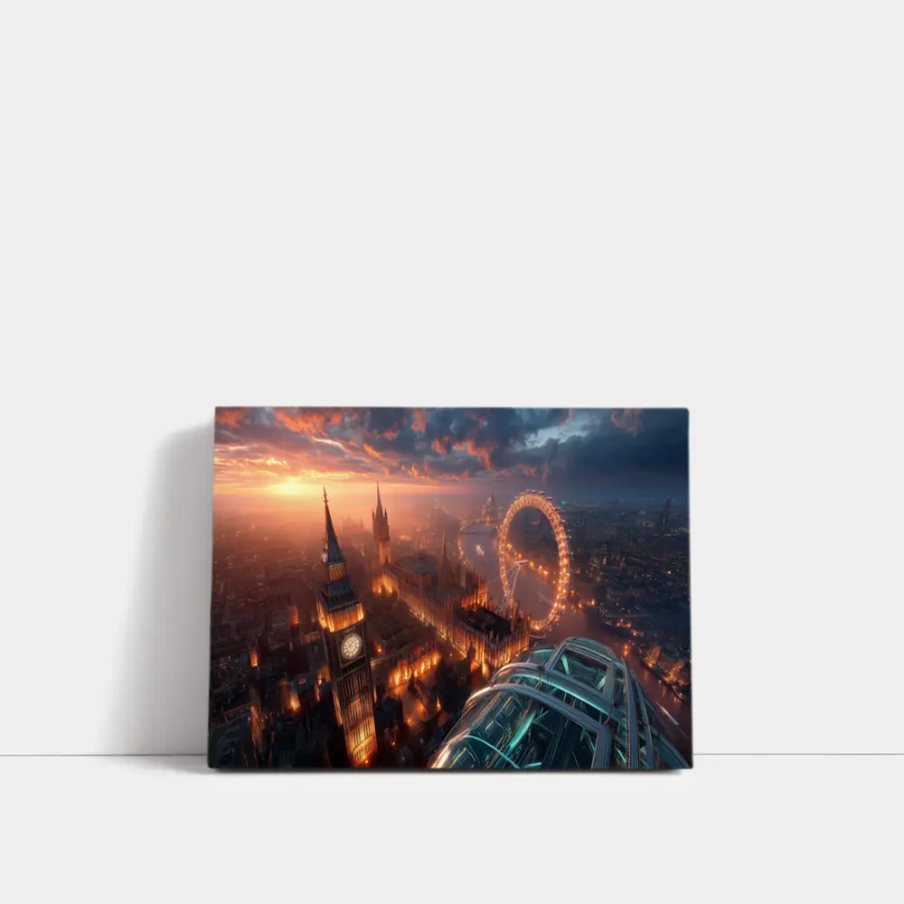 London Big Ben Aerial Sunset Cityscape View – Wall Art