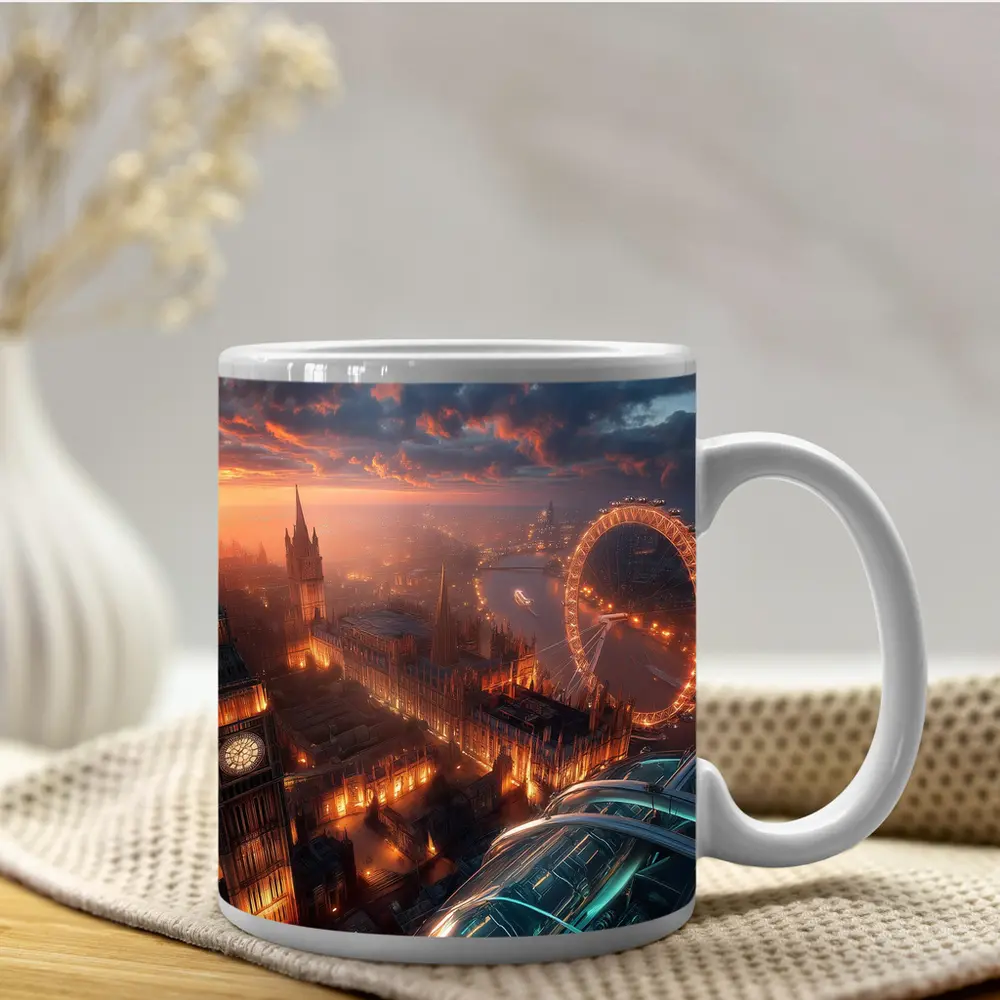 London Big Ben Aerial Sunset Cityscape View – Mugs