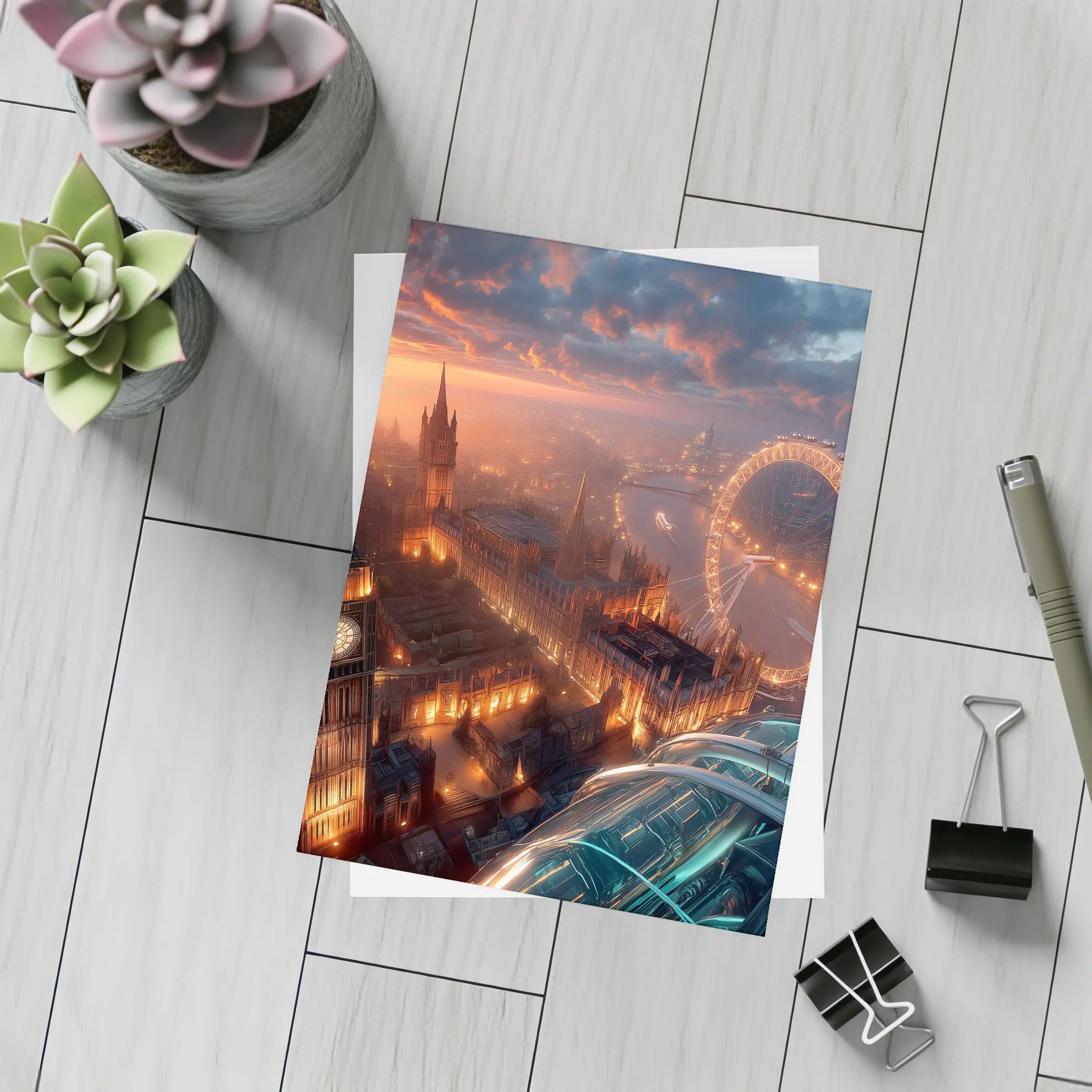 London Big Ben Aerial Sunset Cityscape View – Postcards