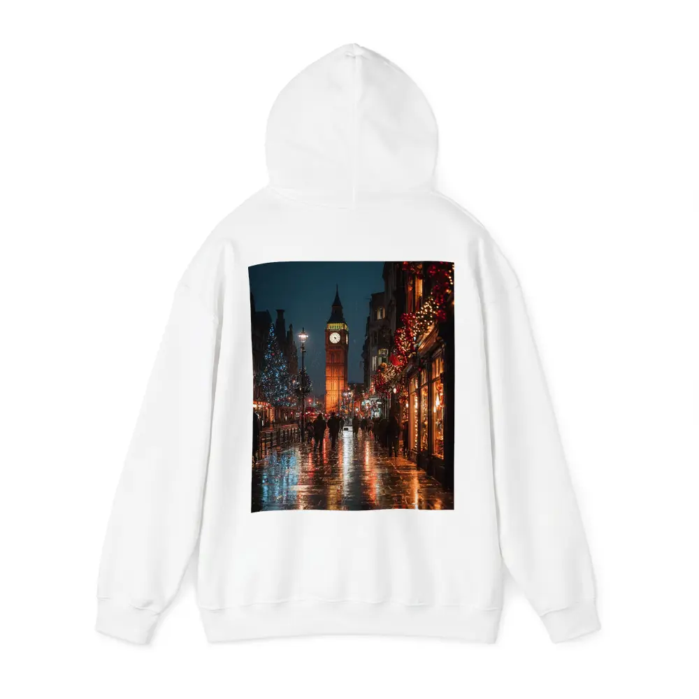 Big Ben London Christmas Night Rainy Street – Hoodies