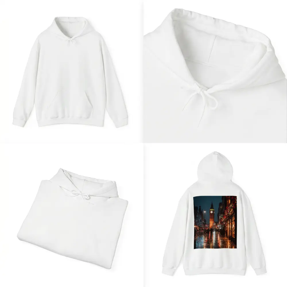 Big Ben London Christmas Night Rainy Street – Hoodies