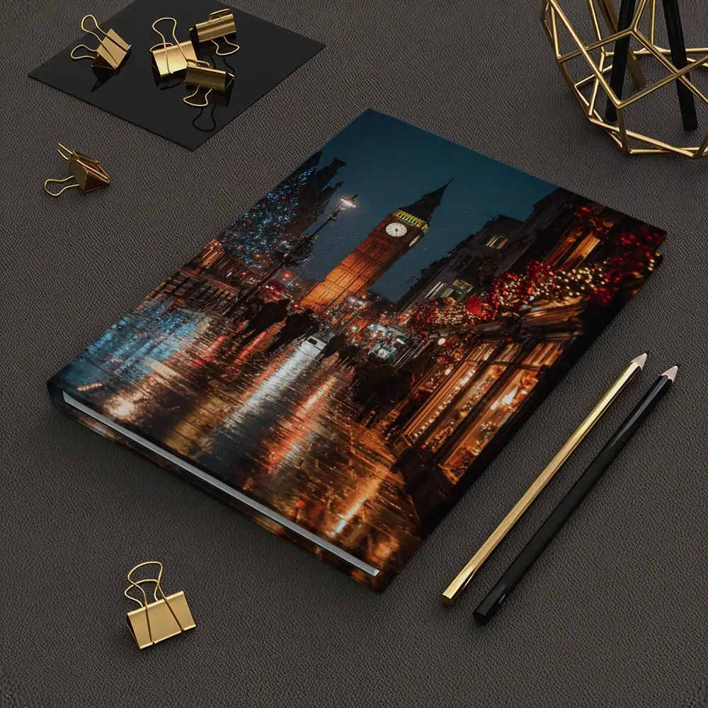Big Ben London Christmas Night Rainy Street – Notebooks