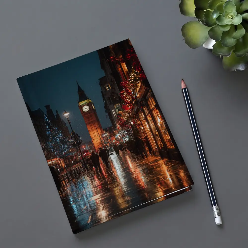 Big Ben London Christmas Night Rainy Street – Notebooks